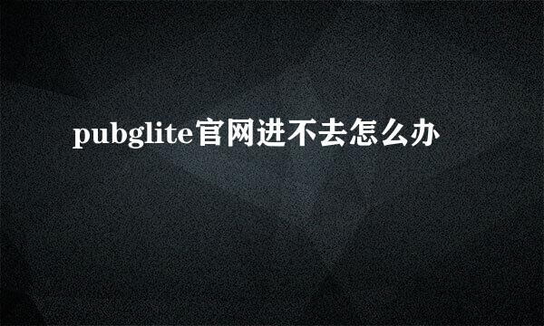 pubglite官网进不去怎么办