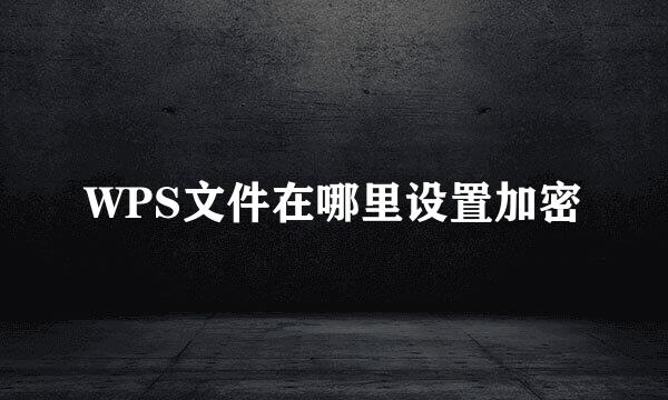 WPS文件在哪里设置加密