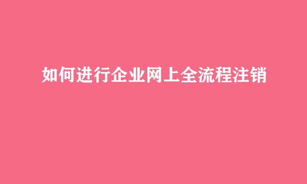 如何进行企业网上全流程注销