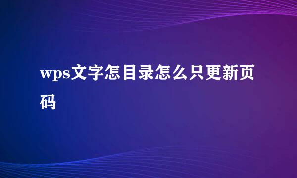 wps文字怎目录怎么只更新页码