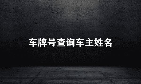 车牌号查询车主姓名
