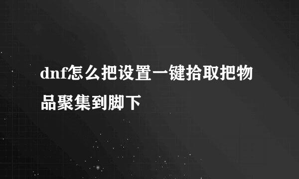 dnf怎么把设置一键拾取把物品聚集到脚下