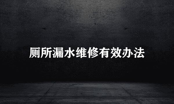 厕所漏水维修有效办法