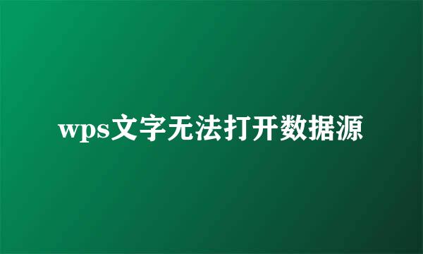 wps文字无法打开数据源