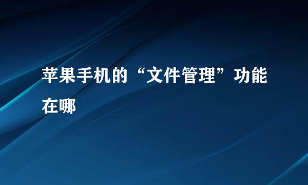 苹果手机的“文件管理”功能在哪