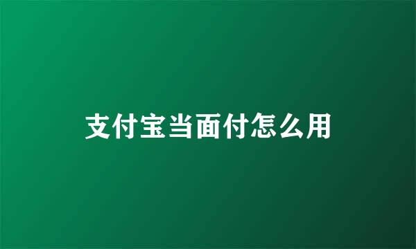 支付宝当面付怎么用