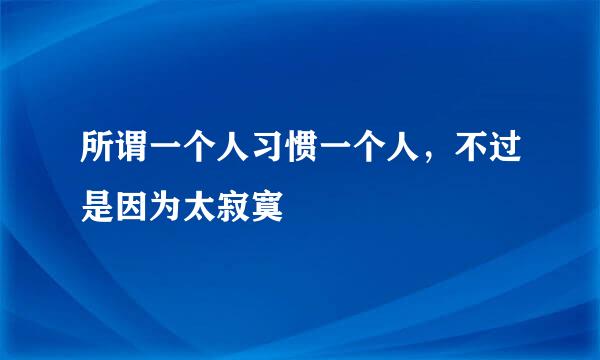 所谓一个人习惯一个人，不过是因为太寂寞