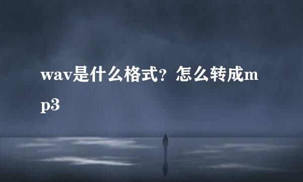 wav是什么格式？怎么转成mp3