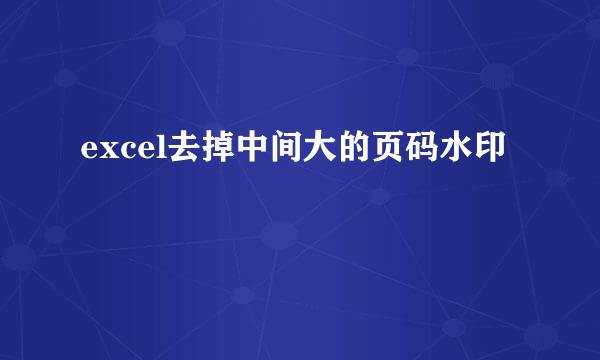 excel去掉中间大的页码水印