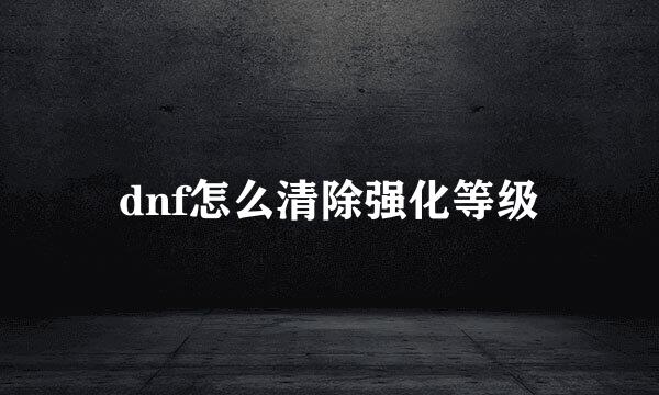 dnf怎么清除强化等级