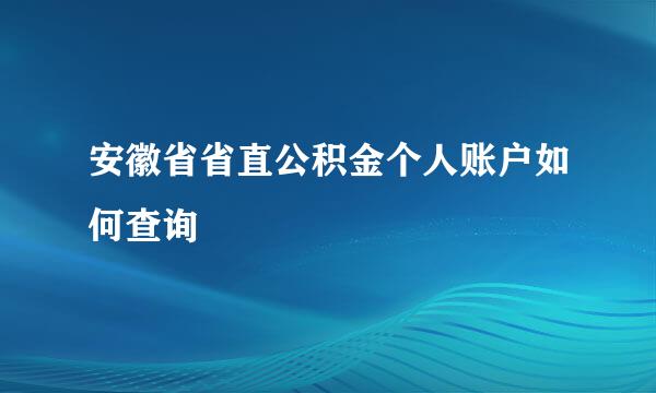 安徽省省直公积金个人账户如何查询