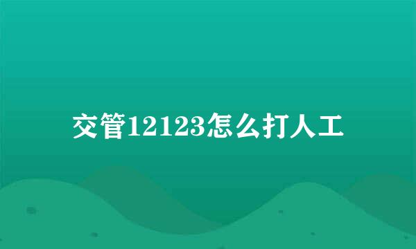 交管12123怎么打人工