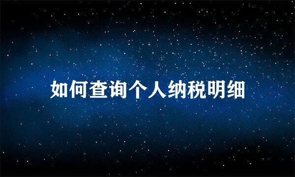 如何查询个人纳税明细