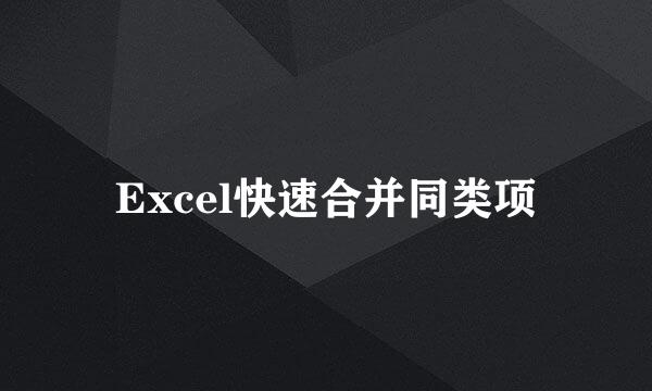 Excel快速合并同类项