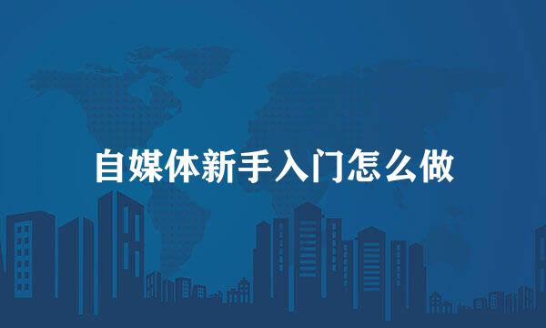 自媒体新手入门怎么做