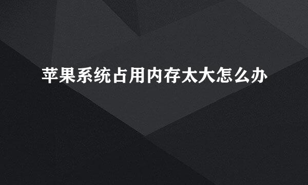 苹果系统占用内存太大怎么办