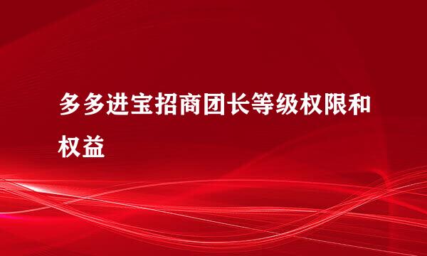 多多进宝招商团长等级权限和权益