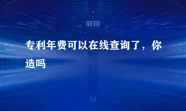专利年费可以在线查询了，你造吗