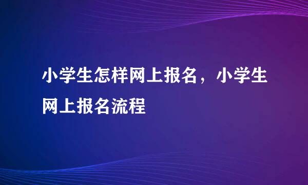 小学生怎样网上报名，小学生网上报名流程