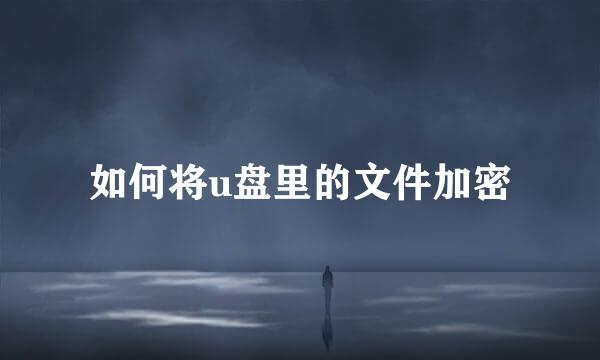 如何将u盘里的文件加密