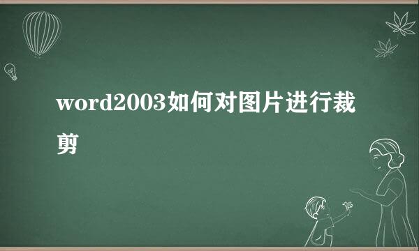 word2003如何对图片进行裁剪