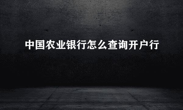 中国农业银行怎么查询开户行