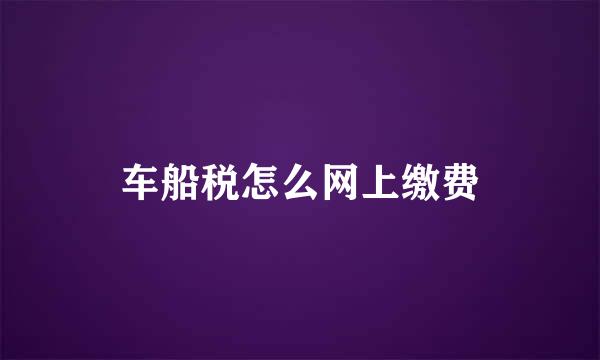 车船税怎么网上缴费