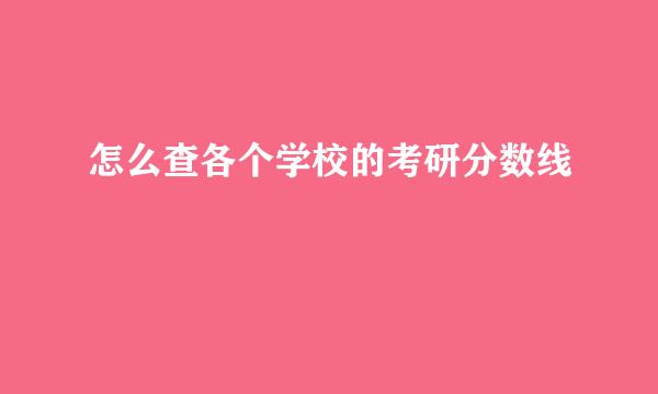 怎么查各个学校的考研分数线