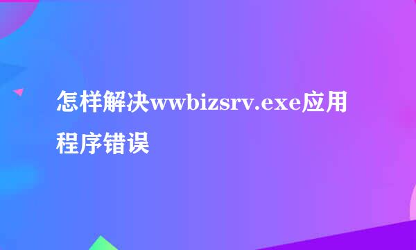 怎样解决wwbizsrv.exe应用程序错误