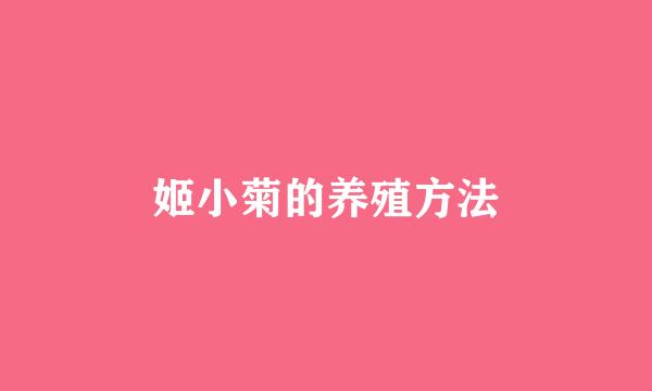 姬小菊的养殖方法
