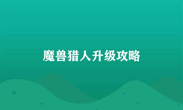 魔兽猎人升级攻略