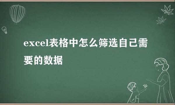 excel表格中怎么筛选自己需要的数据
