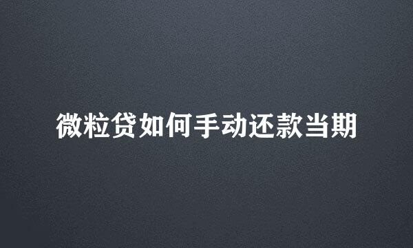 微粒贷如何手动还款当期