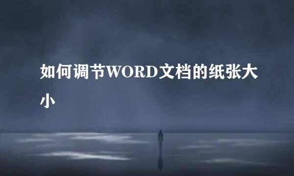 如何调节WORD文档的纸张大小