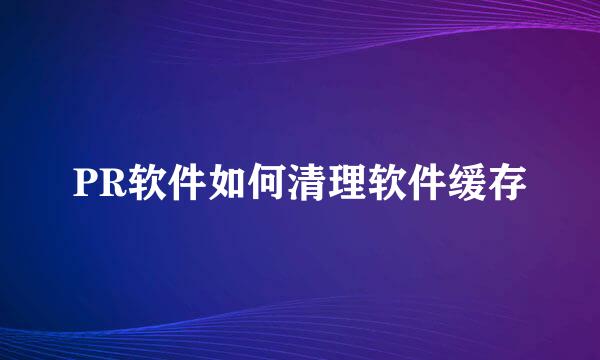 PR软件如何清理软件缓存