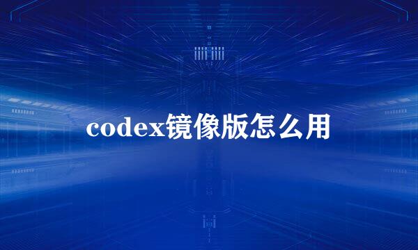 codex镜像版怎么用