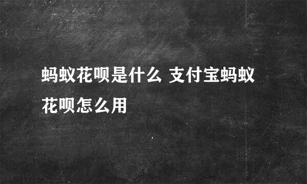 蚂蚁花呗是什么 支付宝蚂蚁花呗怎么用