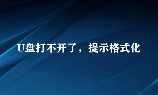 U盘打不开了，提示格式化