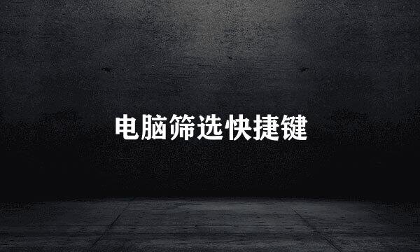 电脑筛选快捷键