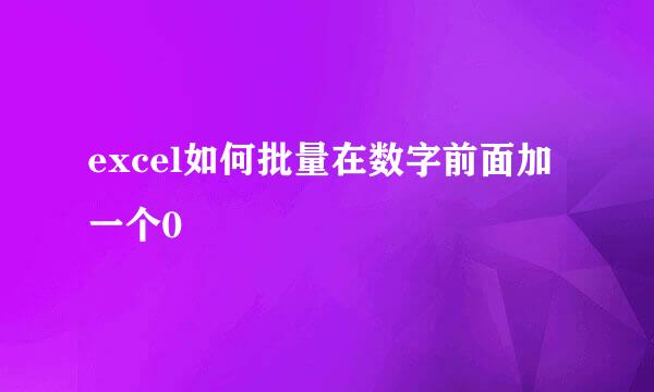 excel如何批量在数字前面加一个0
