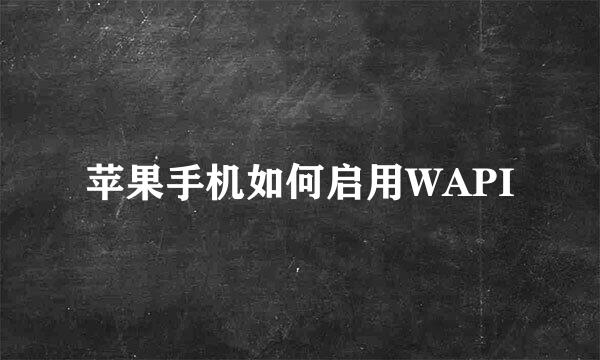 苹果手机如何启用WAPI