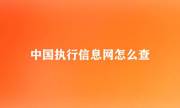 中国执行信息网怎么查