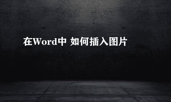 在Word中 如何插入图片