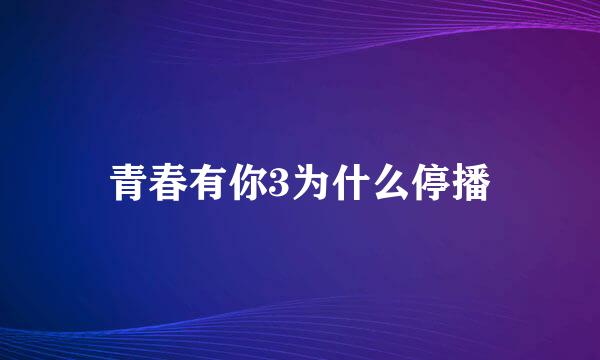 青春有你3为什么停播