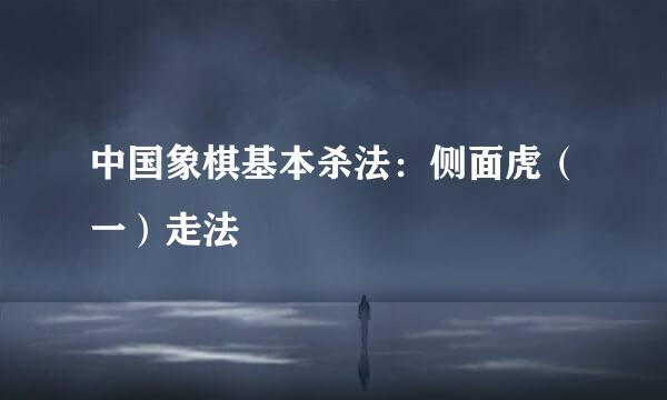 中国象棋基本杀法：侧面虎（一）走法