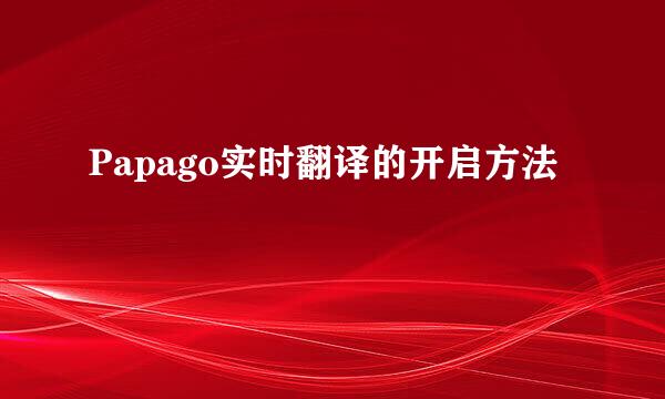 Papago实时翻译的开启方法