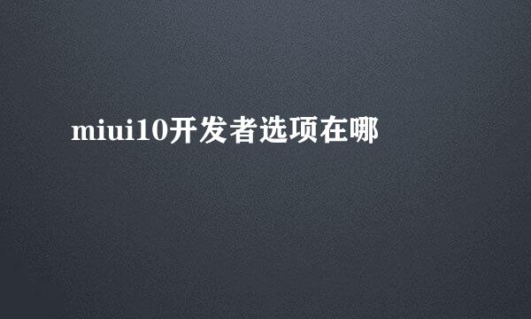 miui10开发者选项在哪