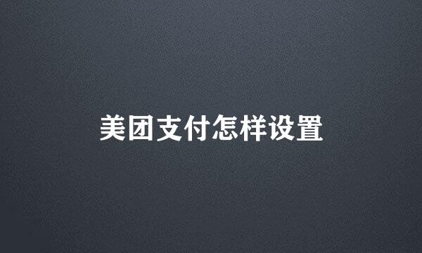 美团支付怎样设置