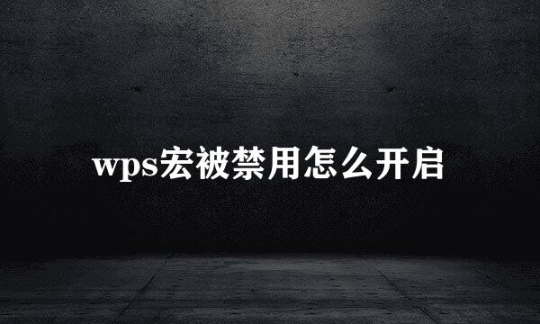 wps宏被禁用怎么开启
