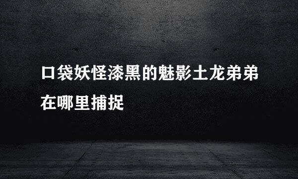 口袋妖怪漆黑的魅影土龙弟弟在哪里捕捉
